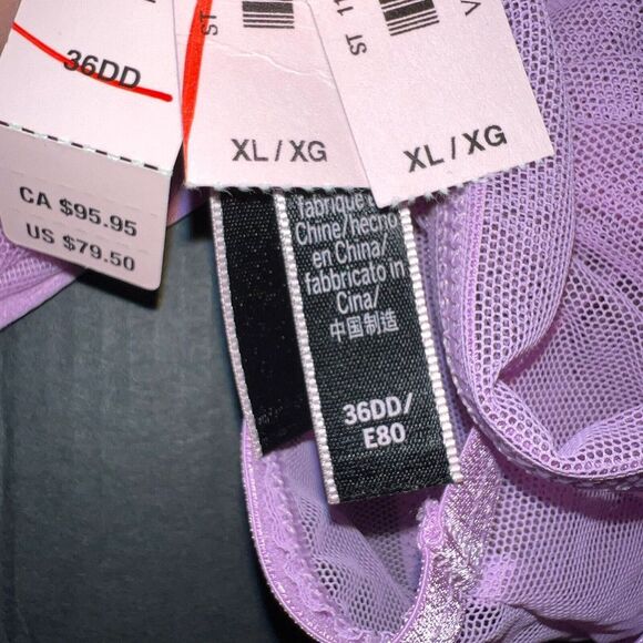 Victoria's Secret unlined 36DD BRA SET XL PANTY strappy banded mesh LILAC PURPLE - Picture 8 of 8